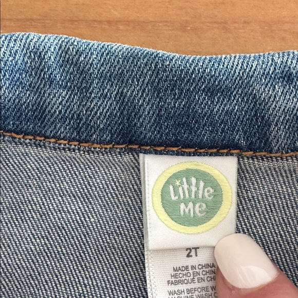 Little Me Denim Jacket with Pink & Yellow Floral Embroidery - Picture 6 of 8